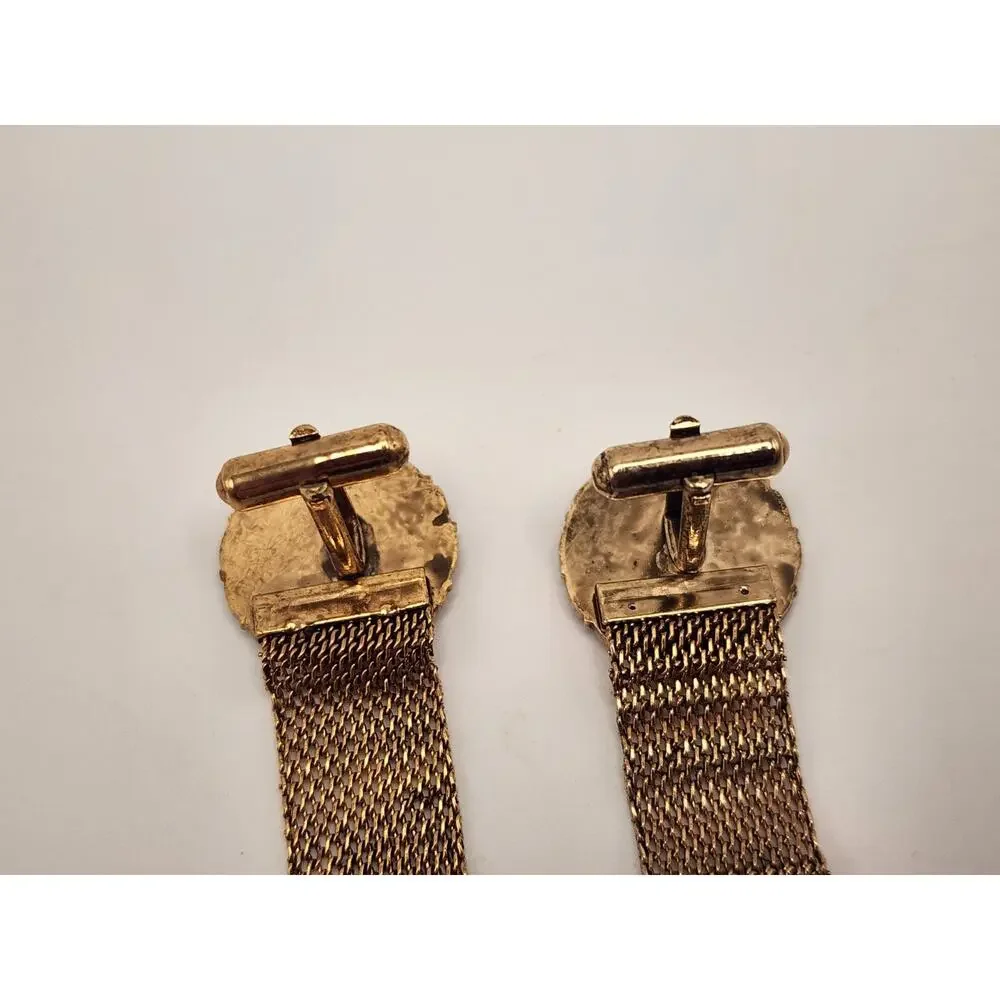 Vintage Swank Zodiac Horoscope Gold Tone Mesh Cufflinks & Tie / Lapel Pin